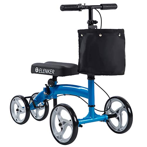 ELENKER Lightweight Foldable Knee Scooter Crutches Alternative for Foot Injuries Ankles Surgery Blue