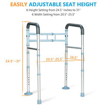 Load image into Gallery viewer, OasisSpace Stand Alone Toilet Safety Rail - Heavy Duty Medical Toilet Safety Frame for Elderly, Handicap and Disabled - Adjustable Bathroom Toilet Handrails, Width Adjustable Design, Fit Any Toilet
