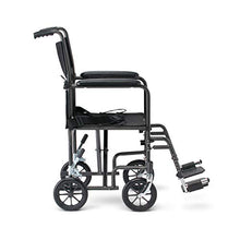 Load image into Gallery viewer, Medline Steel Transport Wheelchair, Folding Transport Chair with 8-Inch Wheels, Lightweight, Full Length Armrests and Swing Away Footrests, 19-Inch Wide Seat

