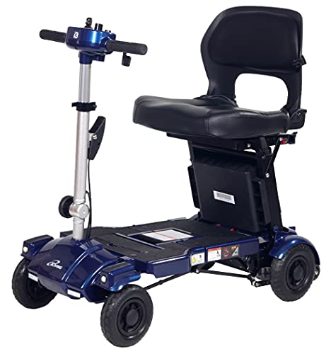 iLiving i3 Foldable Electric Scooter Mobility for Seniors and Adults, Alternative to Wheelchair, Portable and Travel Friendly – Upgraded Seat, 17 Inch, 53 Pounds (Blue)