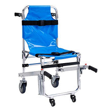 Load image into Gallery viewer, LINE2design Stair Chair 70010-BL EMS Emergency 4 Wheels Ambulance Firefighter Evacuation Medical Transport Chair with Patient Restraint Straps, 350 lbs Capacity, Blue 36″ x 21″ x 28″
