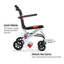 Load image into Gallery viewer, Portable Folding Wheelchair, Travel Wheelchair with handbrake, Ultra-Light Wheelchair for The Elderly and Children (with Bag)…
