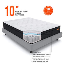 Load image into Gallery viewer, Sweetnight Twilight 10 Inch Mattress in a Box - PillowTop Memory Foam &amp; Inner Springs Hybrid - Sleep Cool, Motion Isolating Individually Wrapped Coils - King
