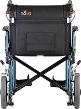 Load image into Gallery viewer, NOVA Heavy Duty Bariatric Transport Chair with 400 lb. Weight Capacity, 22” Extra-Wide Seat with Locking Hand Brakes, Flip Up Arms (for Easy Transfer), Anti-Tippers, 12” Rear Wheels, Color Blue
