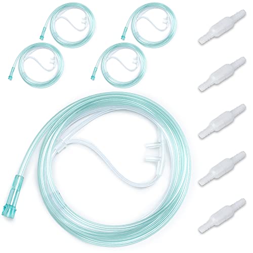 10PCS Adult Soft Nasal Cannula for Oxygen Concentrator, 7 FT Cannula Nasal Tubing for Oxygen, Included 5PCS Nasal Cannula Oxygen Tubing and 5PCS Oxygen Tubing Connectors - Standard Connector