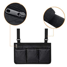 Load image into Gallery viewer, Wheelchair Side Bag Armrest Side Organizer Storage Bags Gift Portable Wheelchair/Mobility Scooter Accessories Hands Free Tote Wheelchair Rollator Walker Bag with 4 Pockets for Elderly,Seniors,Disabled
