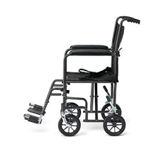 Load image into Gallery viewer, Medline Steel Transport Wheelchair, Folding Transport Chair with 8-Inch Wheels, Lightweight, Full Length Armrests and Swing Away Footrests, 19-Inch Wide Seat
