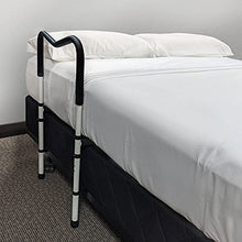 Load image into Gallery viewer, Avantia Adjustable Steele Home Bed Rail and Grab Bar with Floor Support, Strong and Sturdy Foam-Padded Handle for Comfort, Bedside Assistance and Safety, Black and White, 775-640
