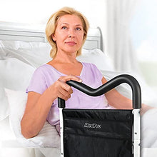 Load image into Gallery viewer, MedPro MGrip Adjustable Contoured Bed Rail with Multiple Gripping Positions, Contoured Rail with Unique M-Shape for Multiple Gripping Positions, Compact Design, Black/White
