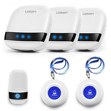 Load image into Gallery viewer, LIOTOIN Wireless Caregiver Pager Call Button Nurse Alert System Call Bell for Home/Elderly/Patients/Disabled 3 Transmitters 3 Plugin Receivers (600+ft Operating Range)
