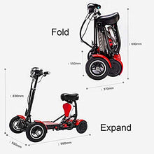 Load image into Gallery viewer, Fold and Travel Mobility Scooters for Adults 4 Wheel Long Range Mobility Scooter Electric Wheelchair Power (RED)
