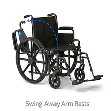 Load image into Gallery viewer, Medline Strong and Sturdy Wheelchair with Desk-Length Arms and Swing-Away Leg Rests for Easy Transfers, 18” Seat
