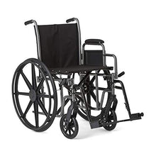 Load image into Gallery viewer, Medline Strong and Sturdy Wheelchair with Desk-Length Arms and Swing-Away Leg Rests for Easy Transfers, 20” Seat
