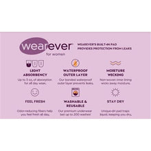 Load image into Gallery viewer, Wearever 3-Pack Women&#39;s Assorted Smooth and Silky - Light Absorbency (0.25 Cup) - Reusable Incontinence Panties L/XL (Fits Hip Sizes: 41-44&quot;)

