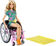 Load image into Gallery viewer, Barbie Fashionistas Doll #165, with Wheelchair &amp; Long Blonde Hair Wearing Tropical Romper, Orange Shoes &amp; Lemon Fanny Pack, Toy for Kids 3 to 8 Years Old
