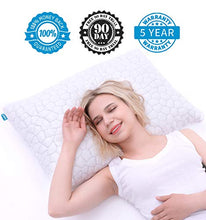 Load image into Gallery viewer, 2-Pack Cooling Bed Pillows for Sleeping Adjustable Gel Shredded Memory Foam Pillows Queen Size Set of 2 - Luxury Bamboo Pillows for Side Back Sleepers Washable Removable Cover CertiPUR-US Certified
