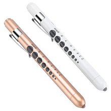Load image into Gallery viewer, CAVN Pen Light with Pupil Gauge LED Penlight for Nurses Doctors, 2 Pcs Reusable Medical Penlight for Nursing Students Rose Gold and White
