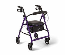 Load image into Gallery viewer, Medline Aluminum Rollator Walker with Seat, Folding Mobility Rolling Walker has 6 inch Wheels, Purple

