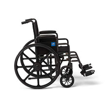 Load image into Gallery viewer, Medline Strong and Sturdy Wheelchair with Desk-Length Arms and Swing-Away Leg Rests for Easy Transfers, 18” Seat
