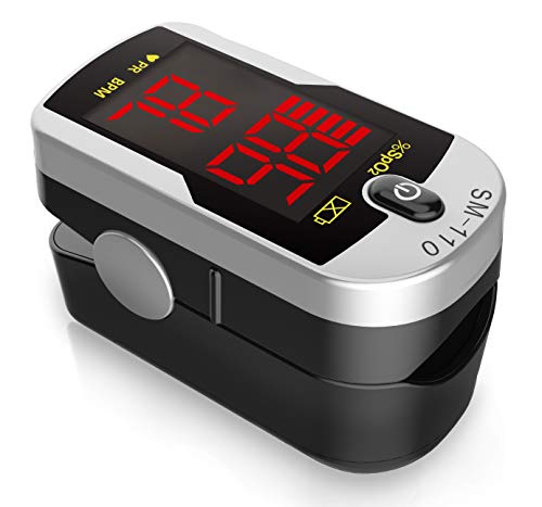 Deluxe SM-110 Two Way Display Finger Pulse Oximeter with Carry Case and Neck/Wrist Cord