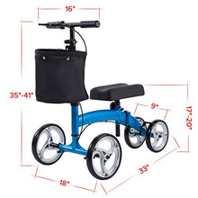 Load image into Gallery viewer, ELENKER Lightweight Foldable Knee Scooter Crutches Alternative for Foot Injuries Ankles Surgery Blue
