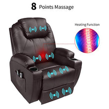 Load image into Gallery viewer, Magic Union Power Lift Chair Electric Recliner Faux Leather Heated Vibration Massage Sofa with Remote Controls Side Pockets for Elderly Catnap (Brown)
