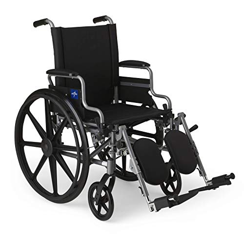 Medline - MDS806550E Lightweight & User-Friendly Wheelchair With Flip-Back, Desk-Length Arms & Elevating Leg Rests for Extra Comfort, Gray, 18