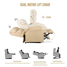 Load image into Gallery viewer, YODOLLA Dual Motor Electric Power Recliner Lift Chair Microfiber Lift Recliner for Elderly, Heat/Vibration/Massage/Remote Control, Lie Flat, Cream Beige
