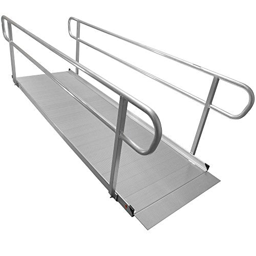 Titan Aluminum Wheelchair Entry Ramp and Handrails, Solid Surface Scooter Access