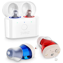 Load image into Gallery viewer, Hearing Aids by Svinz, Nano Hearing Amplifier, Rechargeable Hearing Earbuds for Seniors, Invisible and Comfortable to Wear, Easy to Use for Elderly
