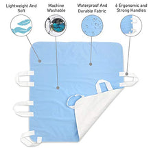 Load image into Gallery viewer, Atcha Ba Waterproof Positioning Bed Pad with 6 Handles, Reusable Incontinence Underpad, Washable Hospital and Home Care Sliding Sheet, 34” x 36” (1-Pack Blue)
