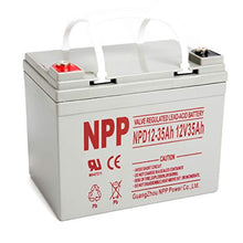 Load image into Gallery viewer, NPP NP12-35Ah 12V 35 AH 12Volt Rechargeable SLA Sealed Lead Acid Battery for Scooter Pride Mobility Jazzy Select Electric Wheelchair with Button Style Terminals
