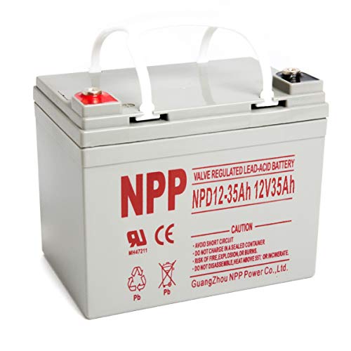NPP NP12-35Ah 12V 35 AH 12Volt Rechargeable SLA Sealed Lead Acid Battery for Scooter Pride Mobility Jazzy Select Electric Wheelchair with Button Style Terminals
