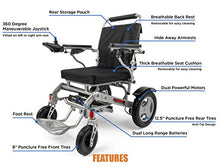 Load image into Gallery viewer, Porto Mobility Ranger Reclining XL Heavy Duty Lightweight Folding Electric Wheelchair, Weatherproof, Dual Batteries, Infinitely Reclinable, Dual Posi-Traction Motors, All Terrain Power Wheelchair (XL)
