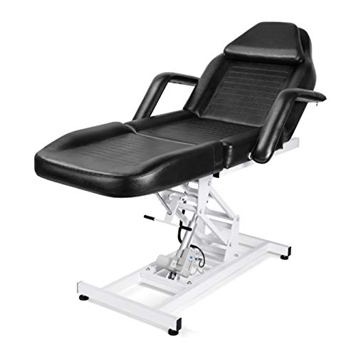 Salon Style Electric Black Massage Table Beauty Bed Chair with Motorized Reclinable Height Power Lift Salon Studio Equipment