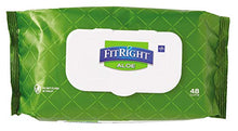 Load image into Gallery viewer, FitRight Aloe Quilted Heavyweight Personal Cleansing Cloth Wipes, Unscented, 576 Count, 8 x 12 inch Adult Large Incontinence Wipes
