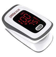 Load image into Gallery viewer, Fingertip Pulse Oximeter, Blood Oxygen Saturation Monitor (SpO2) with Pulse Rate Measurements and Pulse Bar Graph, Portable Digital Reading LED Display, Batteries and Carry Case Included
