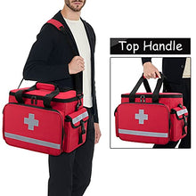 Load image into Gallery viewer, CURMIO Emergency Medical Supplies Bag, Home Health Aid Bag with Shoulder Strap and 2 Detachable Dividers for Nurse, Physical Therapists, Doctors, Home Health Staffs, Red (Bag ONLY)
