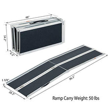 Load image into Gallery viewer, HOMCOM Aluminum Portable Skidproof PVC Carpeted Folding Wheelchair Ramp, 8&#39;
