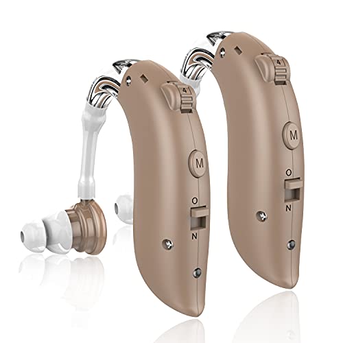 Hearing Aids for Seniors Rechargeable with Noise Cancelling, AMERFIST Personal Hearing Amplifier for Adults Severe Hearing Loss, G25 Digital Ear Hearing Assist Devices with Volume Control(Brown)
