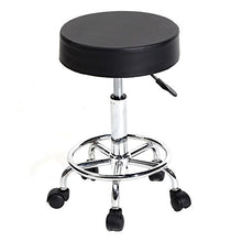 Load image into Gallery viewer, Black Salon Stool Round Rolling Stool PU Leather Office Chair Adjustable Swivel Stool Massage Spa Stool Bar Dentist Chairs with Wheels (Without Grain, Black)
