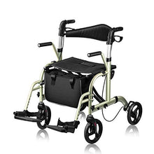 Load image into Gallery viewer, WINLOVE 2 in 1 Rollator Walker Wheelchair for Seniors and Adults Transportation Foldable Compact Stable Lightweight Alumium with Backrest Rolling (Champagne)
