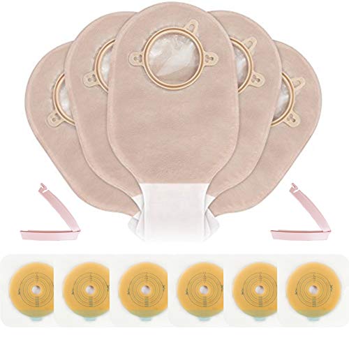 Carbou 21 PCS Colostomy Bags Ostomy Supplies Clamp Drainable Pouches for Colostomy Ileostomy Stoma Care with Measure Card,Cut-to-Fit(15pcs Bags+6pcs Barriers)