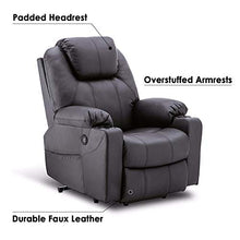 Load image into Gallery viewer, Mcombo Large Power Lift Recliner Chair with Massage and Heat for Elderly Big and Tall People, 3 Positions, 2 Side Pockets and Cup Holders, USB Ports, Faux Leather 7517 (Large, Black)
