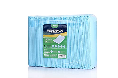 Unifree Disposable Underpads, Bed Pads, Incontinence Pad, Super Absorbent, 50 Count, Blue (XL 30x36 Inch)