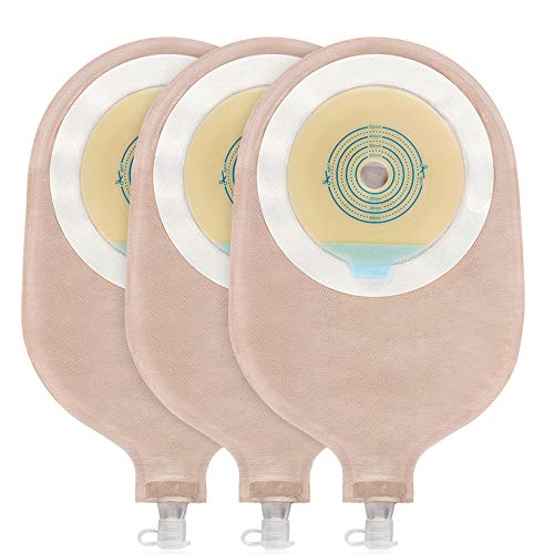 Carbou 15PCS One-Piece Urostomy Bag Drainable Pouches with Measure Card,Cutting Tool for Colostomy Ileostomy Stoma Care, Cut-to-Fit