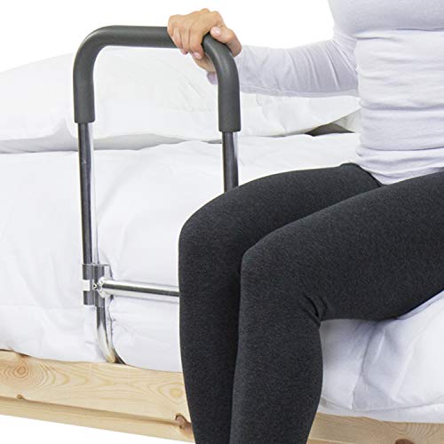 Vive Bed Rail - Compact Assist Railing for Elderly Seniors, Handicap, Kids - Standing Bar Handle with Fall Prevention Guard - Adjustable Bedrail Cane fits King, Queen, Full, Twin - Stability Grab Bar