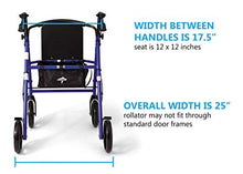 Load image into Gallery viewer, Medline Standard Steel Folding Rollator Adult Walker with 8 Wheels, Blue
