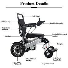 Load image into Gallery viewer, 2021 Folding Electric Powered Wheelchair Lightweight Portable Smart Chair Personal Mobility Scooter Wheelchair - Weighs only 58 lbs with Battery - Supports 400 lb (Silver)
