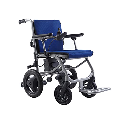 World's Lightest (Weight-30lbs) Foldable Electric Wheelchair, Travel Size, User-Friendly. (Blue)